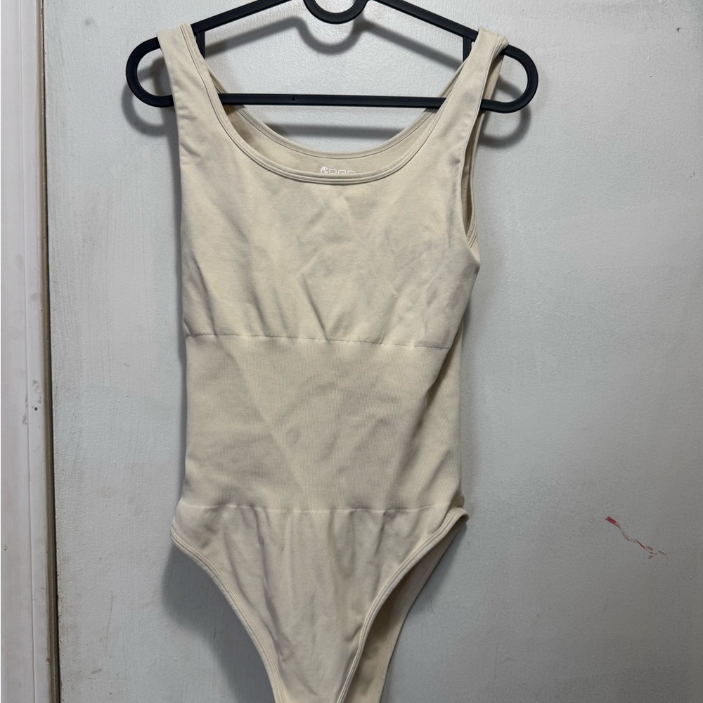 OQQ women’s off white tank top‎ body suit medium